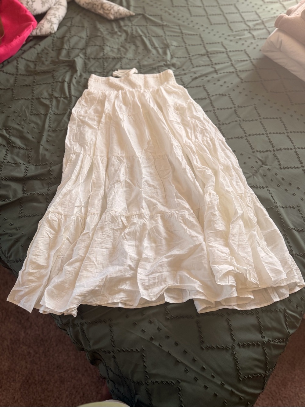 SHEIN White Tiered Maxi Skirt